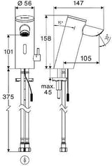 SCHELL PURIS E2 HD-M Elektronische Waschtisch-Armatur, berührungslos, Mischwasser, chrom