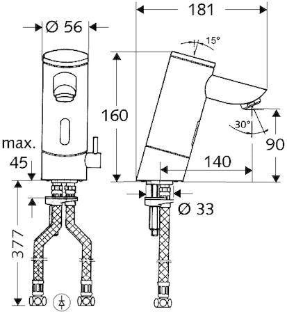 SCHELL PURIS E HD-M Elektronische Waschtisch-Armatur mit Infrarot-Sensor, Batteriebetrieb, 140 mm Auslauf, chrom
