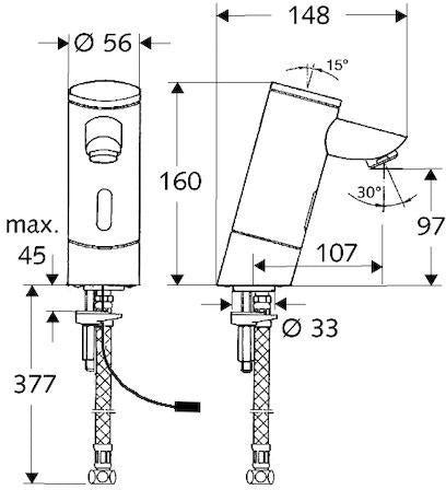 SCHELL PURIS E HD-K Elektronische Waschtisch-Armatur – Kaltwasser, Infrarot-Sensor, chrom