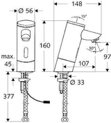 SCHELL PURIS E HD-K Elektronische Waschtisch-Armatur – Kaltwasser, Infrarot-Sensor, chrom