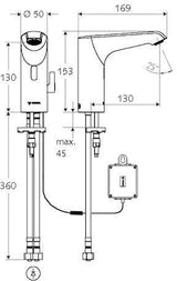 SCHELL XERIS E HD-M Elektronische Waschtisch-Armatur mit Infrarot-Sensor, Batteriebetrieb, Chrom
