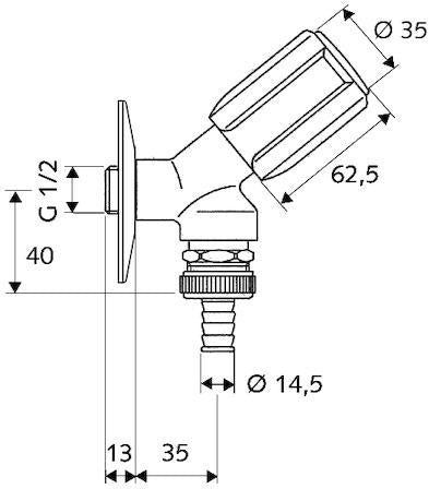 SCHELL Geräteschrägsitzventil SECUR RB, RV, abschließbar, 1/2 Zoll, chrom