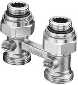 SCHELL Doppel-Anschlusshahn für Ventilheizkörper, absperrbar, Durchgang, G 1/2 IG, mattnickel