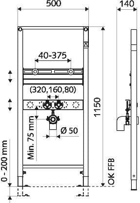 SCHELL Waschtisch-Modul MONTUS BH 115 cm – selbsttragend, höhenverstellbar, für Einlocharmaturen