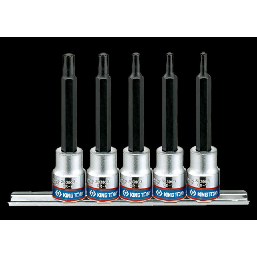 KING TONY Profi-Werkzeuge - 3/8" RIBE Steckschlüssel-Set, Steckleiste - 5 tlg. 3105PR01