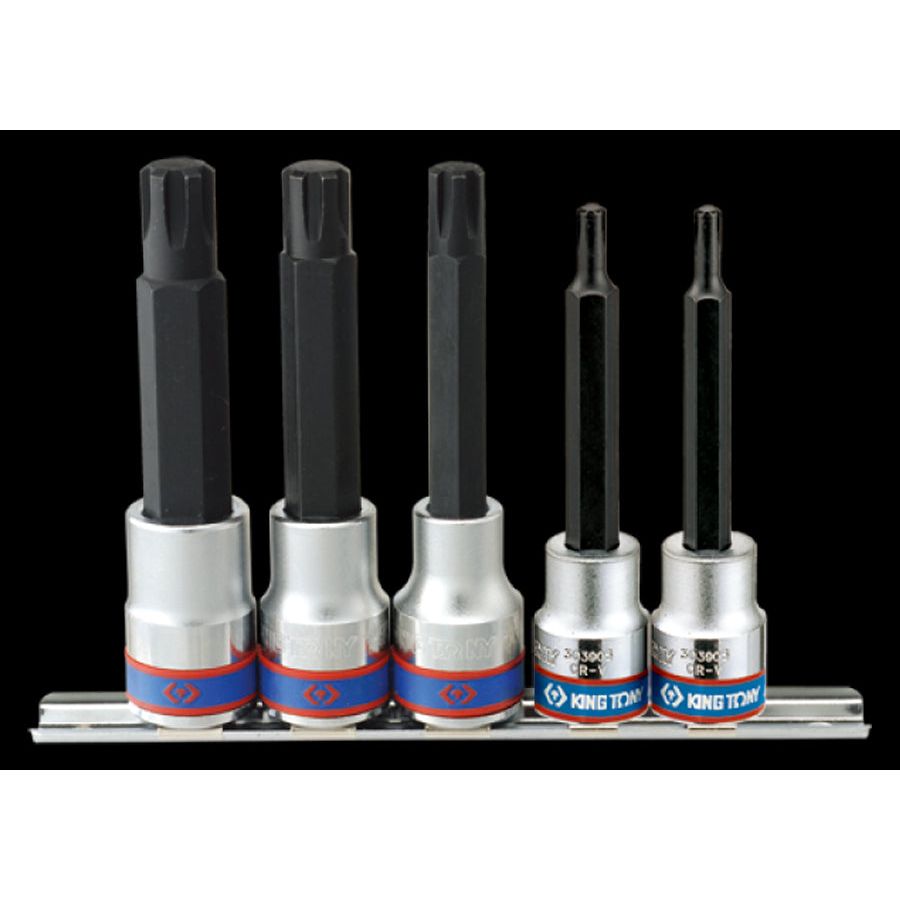 KING TONY Profi-Werkzeuge - 3/8"+ 1/2" RIBE Steckschlüssel-Set, Steckleiste - 5 tlg. 3105PR