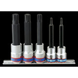 KING TONY Profi-Werkzeuge - 3/8"+ 1/2" RIBE Steckschlüssel-Set, Steckleiste - 5 tlg. 3105PR