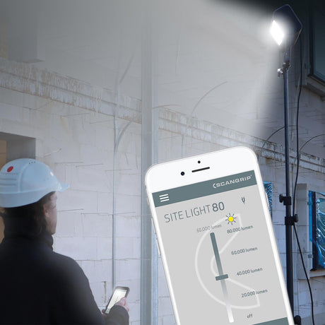 SCANGRIP SITE LIGHT 40 LED-Strahler 315 W, 10000-40000 lm, IP65, Bluetooth, 10 m Kabel