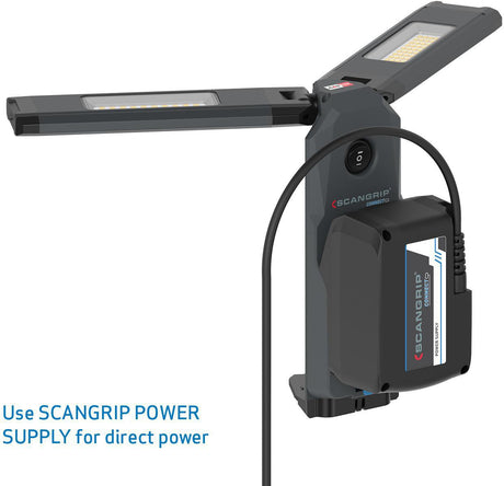 SCANGRIP DUO CONNECT LED-Strahler 108 W, 2500 lm, 18 V, IP30 – mit 2 flexiblen Leuchtenköpfen