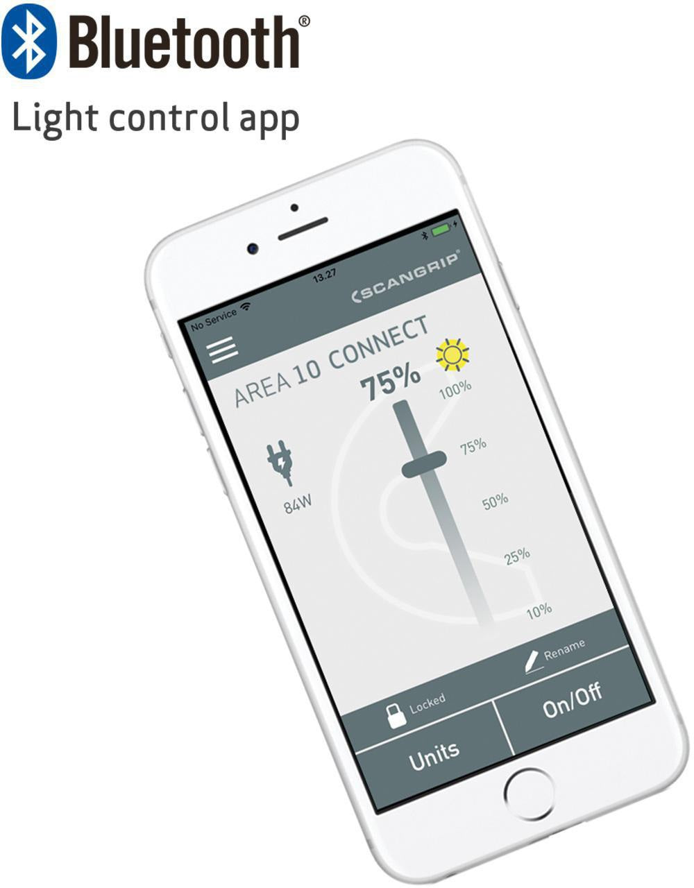 SCANGRIP LED-Strahler AREA 10 CONNECT 84 W 1000-10000 lm IP65 – 360° Arbeitsleuchte mit App-Steuerung