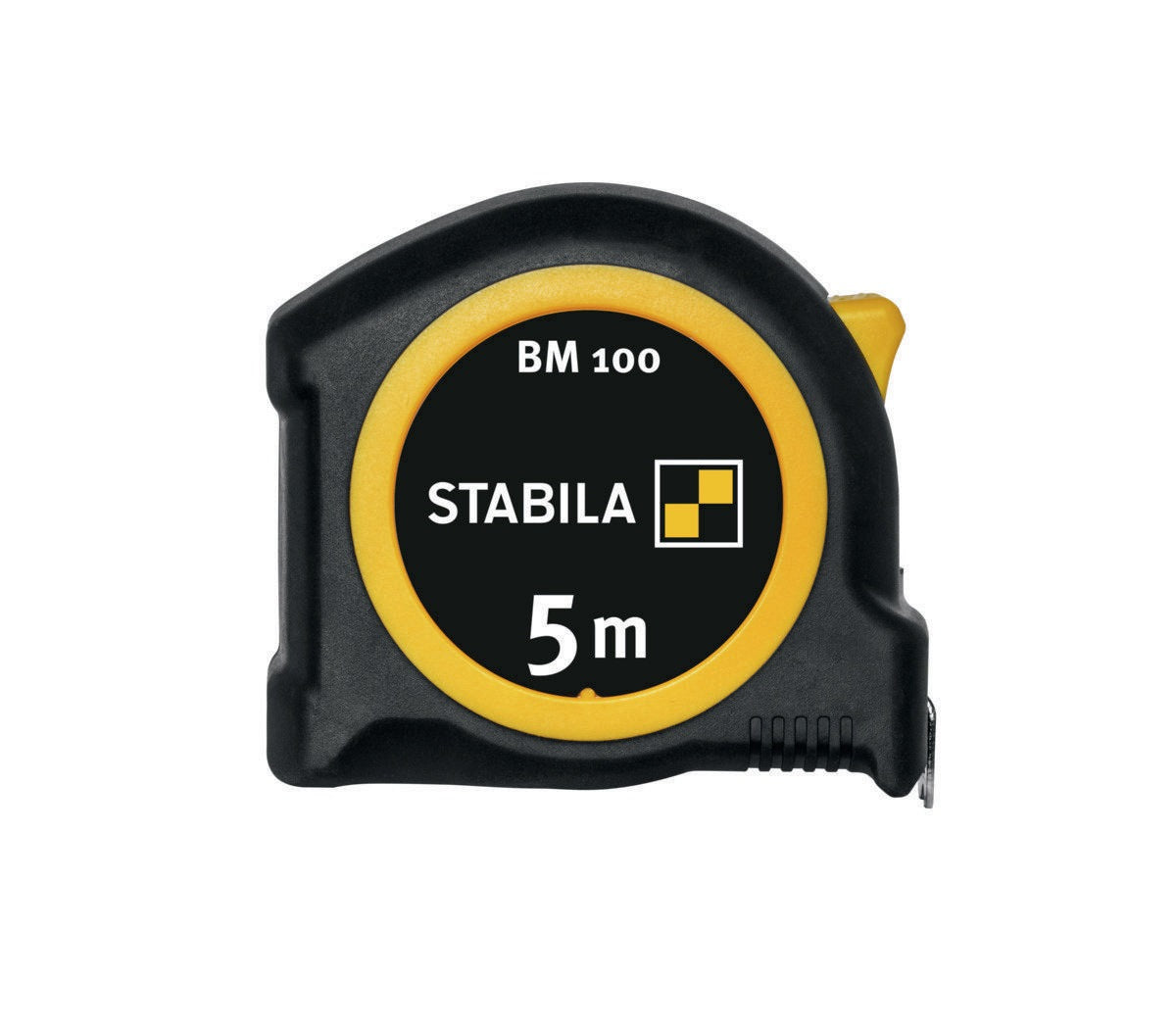 STABILA Taschenrollbandmaß BM 100 – 5 m, EG II, ABS/TPE, Metall-Clip