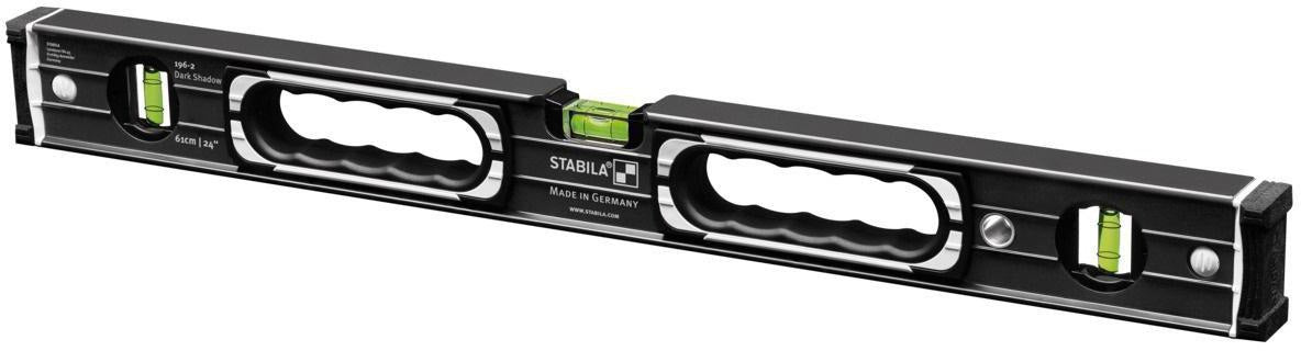 STABILA Wasserwaagenset 196-2 Dark Shadow 2-teilig, 61 cm + 122 cm, extrasteifes Aluminium-Profil