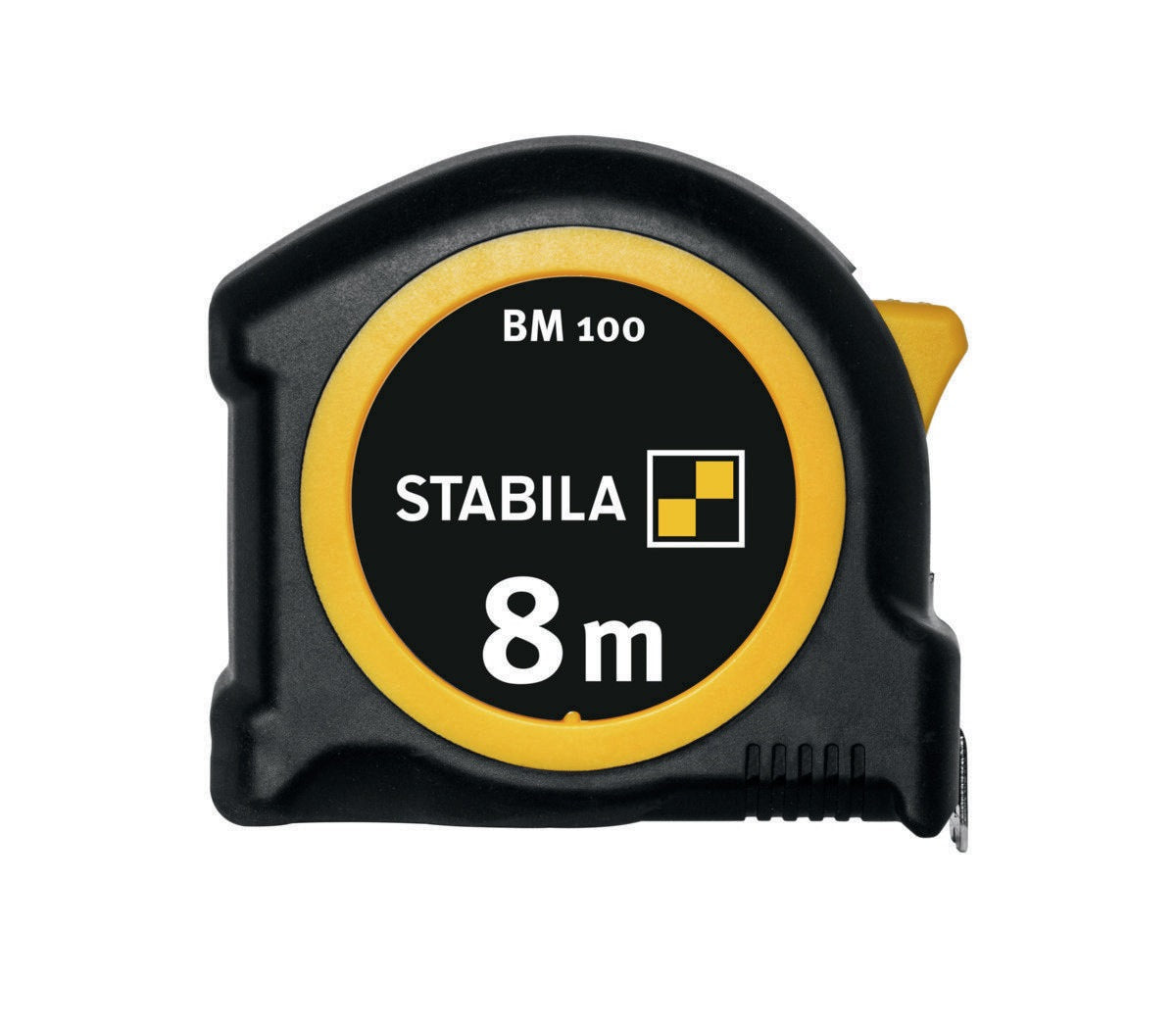 STABILA Taschenrollbandmaß BM 100 – 5 m, EG II, ABS/TPE, Metall-Clip
