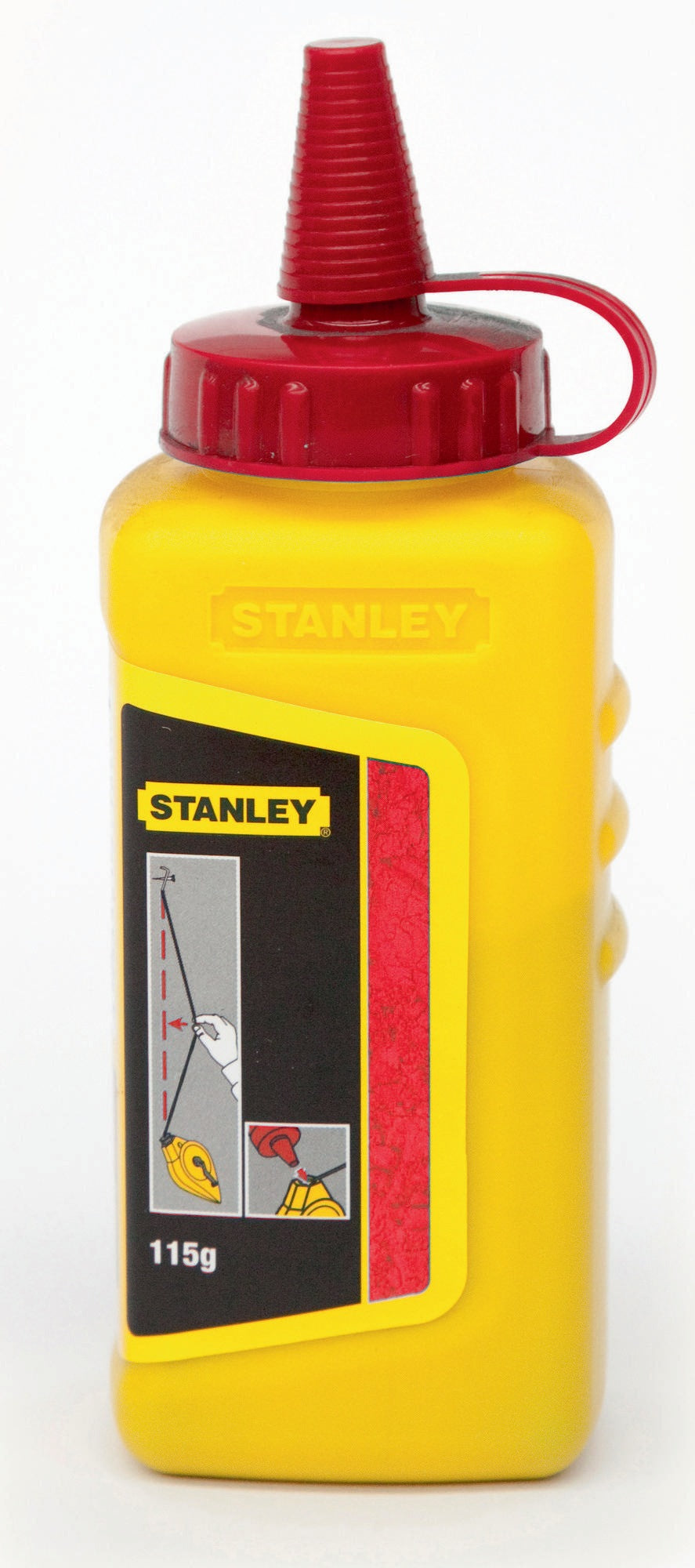 STANLEY Schlagschnurkreide 225g rot – wasserfest & schwer löslich in Kunststoffflasche