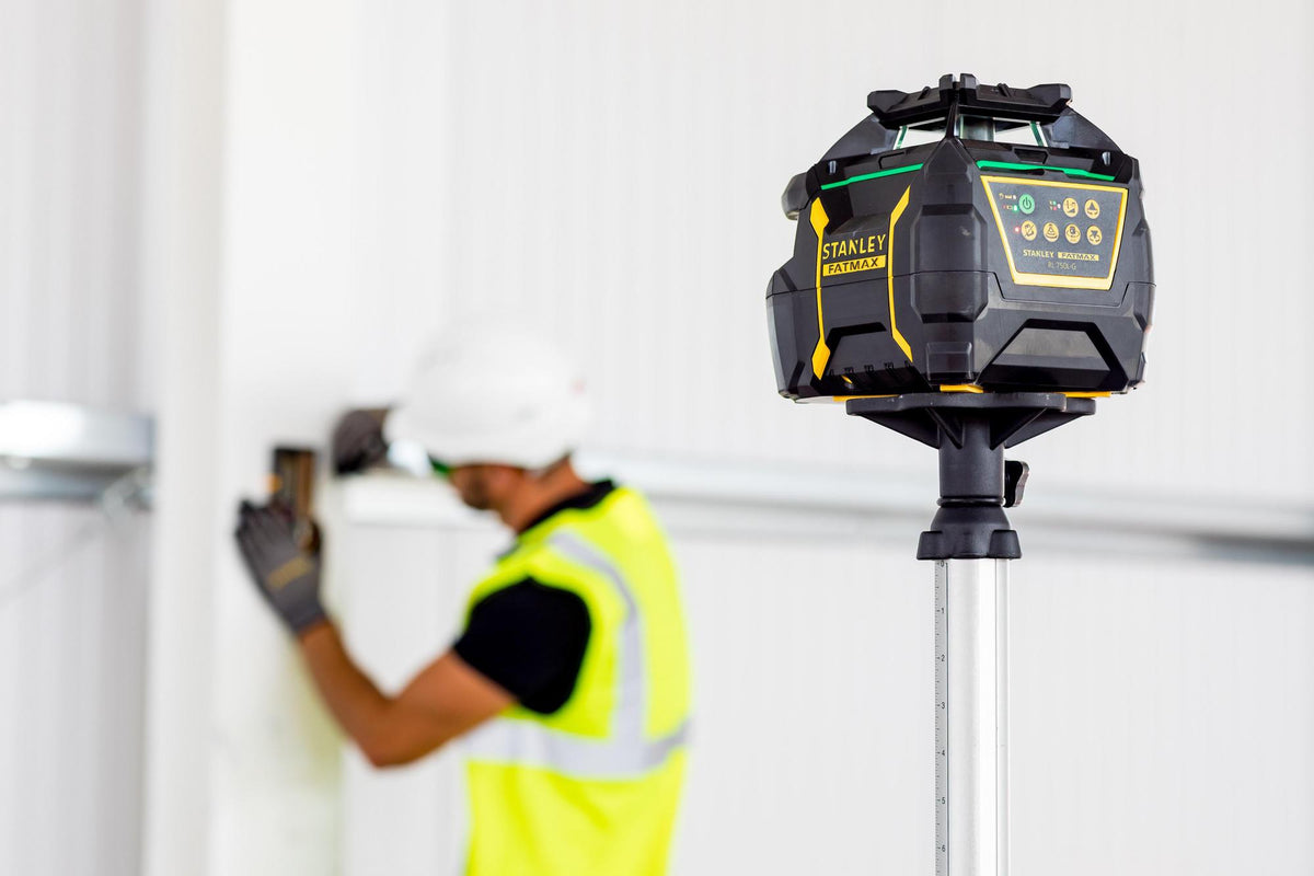 STANLEY Rotationslaser FatMax RL750L mit Detektor – 600 m Reichweite, grüner Laser, IP66