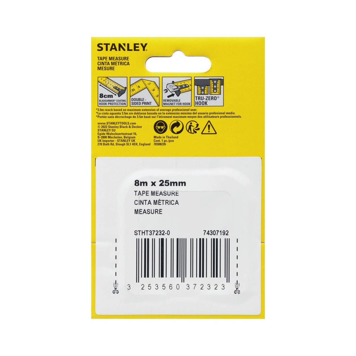 STANLEY Taschenrollbandmaß Compact Pro 10 m – EG II Genauigkeit, BladeArmor®-Beschichtung