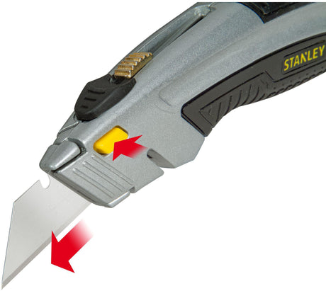 STANLEY Schnellwechselprofimesser 180 mm einziehbar mit Klingenmagazin und Schnurschneider