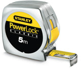 STANLEY PowerLock Taschenrollbandmaß 5 m, 25 mm Band, mm/cm, EG II – schlagfestes Kunststoffgehäuse