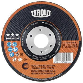 TYROLIT Schruppscheibe PREMIUM D125 x 7 mm Körnung 30 für Edelstahl