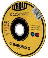 TYROLIT Trennscheibe PREMIUM CERABOND X D125 x 1,0 mm gerade Bohrung 22,23 mm für Stahl und Edelstahl