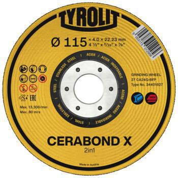 TYROLIT CERABOND X Schruppscheibe 125 mm gekröpft für INOX & Stahl