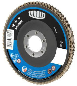 TYROLIT Fächerscheibe PREMIUM Ø125 mm K40 Zirkonkorund für Stahl & Edelstahl