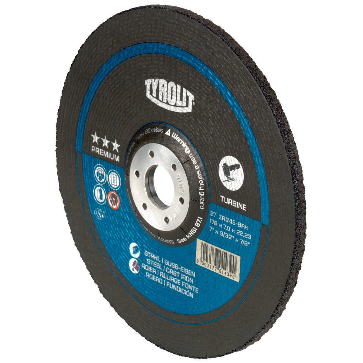 TYROLIT Schruppscheibe PREMIUM T-GRIND 125 x 7 mm Körnung 24 für Stahl und Guss