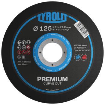 TYROLIT Trennscheibe PREMIUM CURVE CUT D125x2mm Form 28 – Für Radien & Kurven auf dünnwandigen Werkstücken