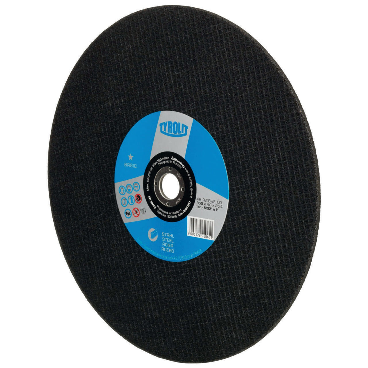 TYROLIT Trennscheibe BASIC D350x4mm ger. Bohr. 22,23mm – 10 Stück für Stahl und große Querschnitte