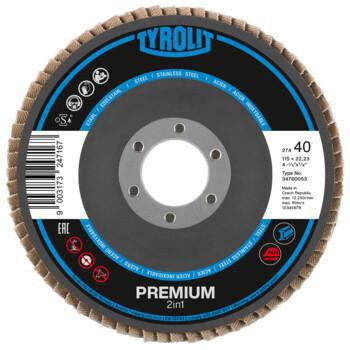 TYROLIT Fächerscheibe PREMIUM Ø125 mm K40 Zirkonkorund für Stahl & Edelstahl