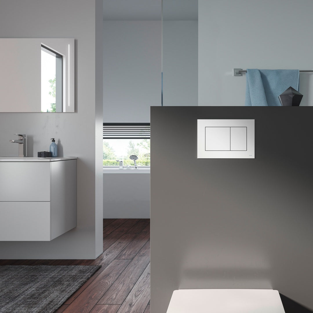 TECE TECEnow WC-Betätigungsplatte Weiß glänzend – Zweimengen-Technik, 220 x 150 mm