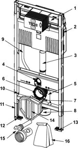 TECE WC-Modul TECEprofil Bauhöhe 1200 mm mit Uni-Spülkasten – 10 Stück