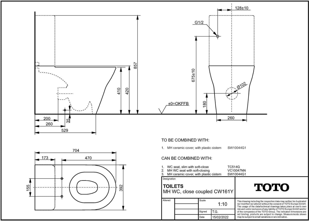TOTO MH Stand-WC randlos weiß mit Tornado Flush und CeFiONtect Tiefspüler