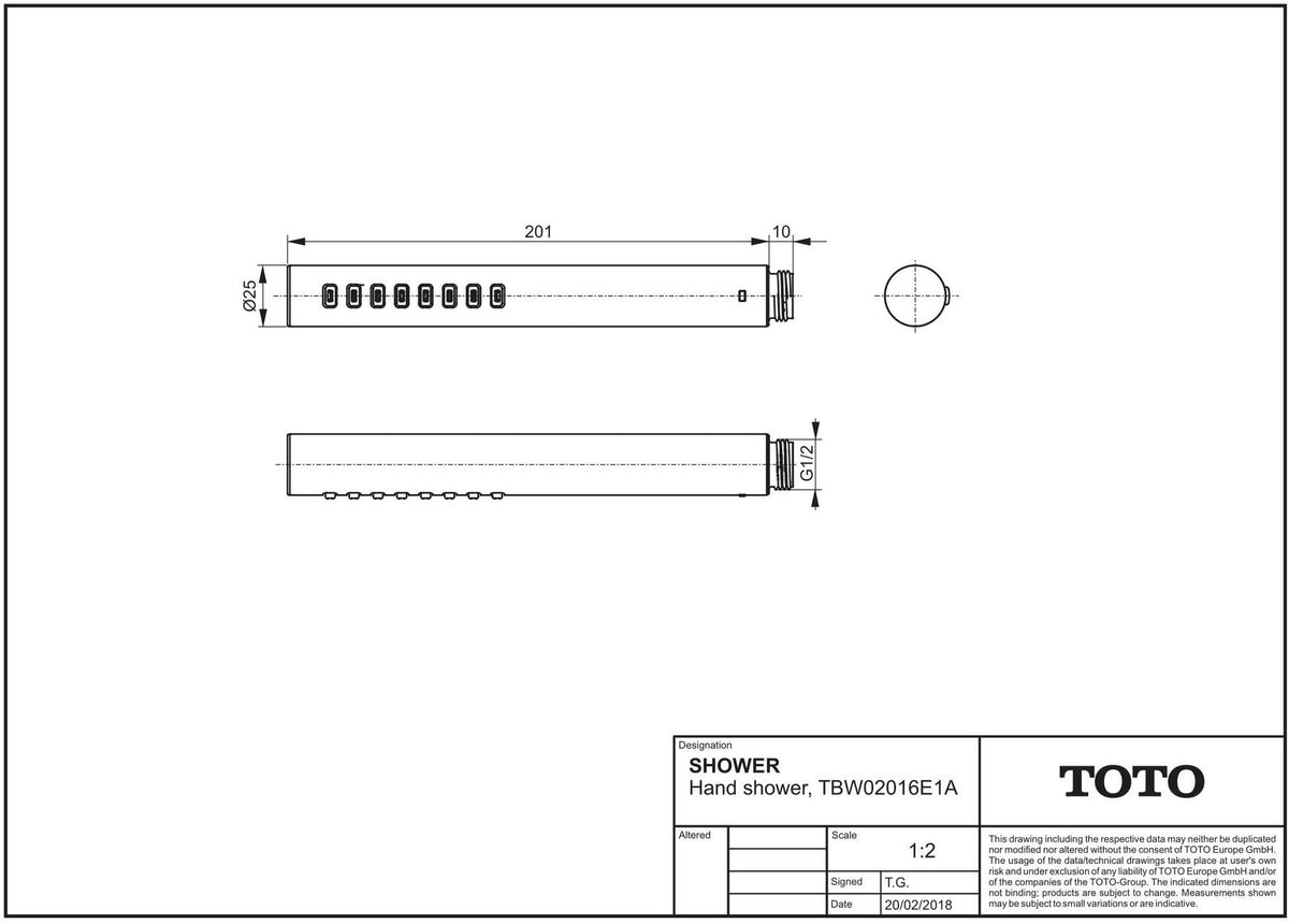 TOTO Stabbrause chrom – wassersparende Handbrause mit Antikalksystem