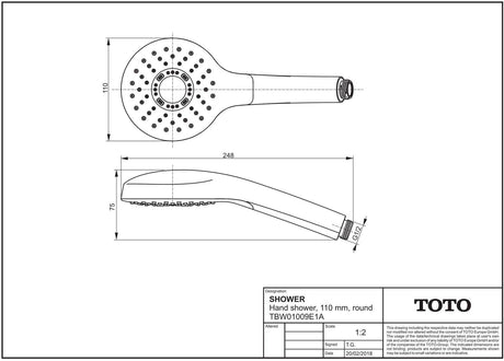 TOTO Handbrause 110 mm rund weiß/chrom – wassersparend mit Antikalksystem