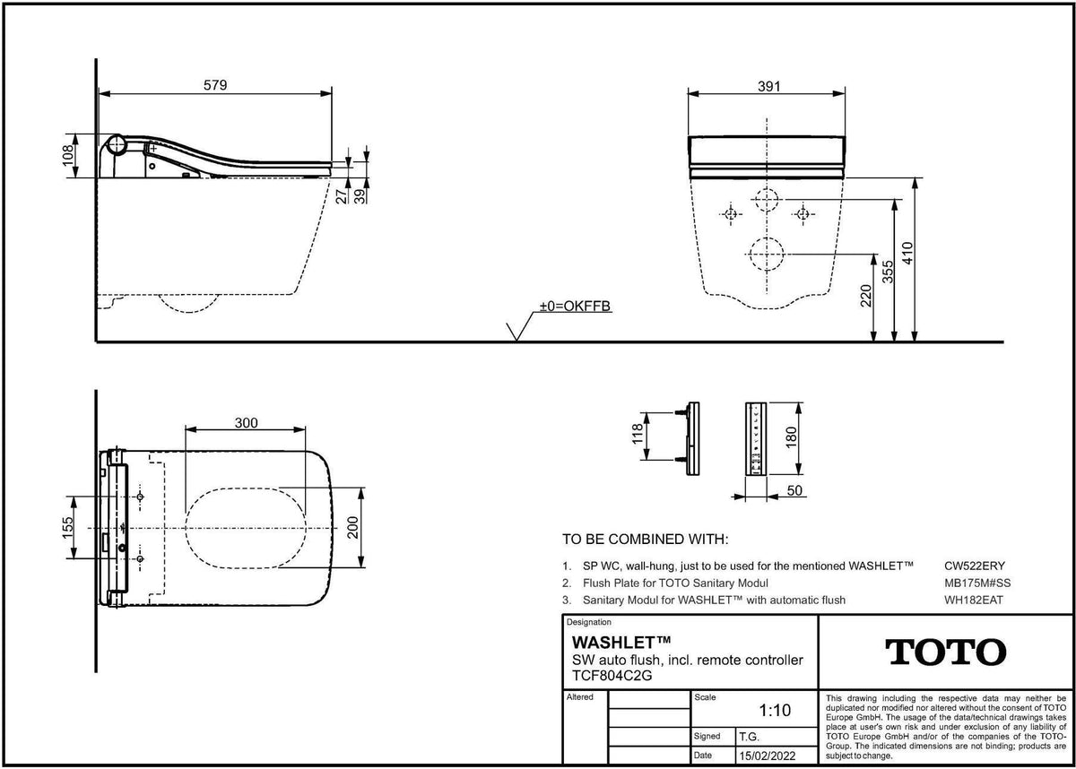 TOTO WASHLET SW Dusch-WC mit auto flush, EWATER+ und Fernbedienung – Hygienische Reinigung