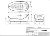 TOTO Floating Badewanne Galaline freistehend weiß – Zero Dimension & Hydrohands Massage