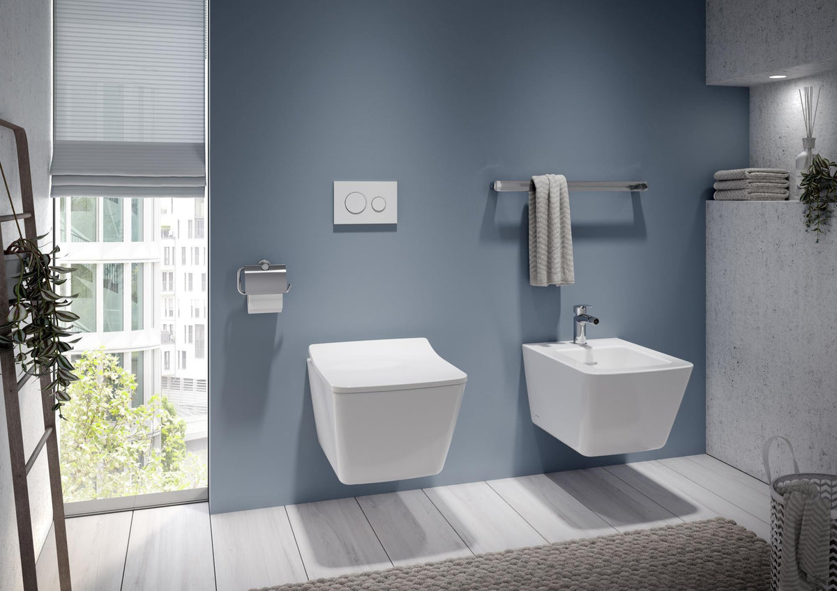 TOTO SP Wand-Bidet mit Hahnloch und Überlauf – eckige Keramik mit CeFiONtect