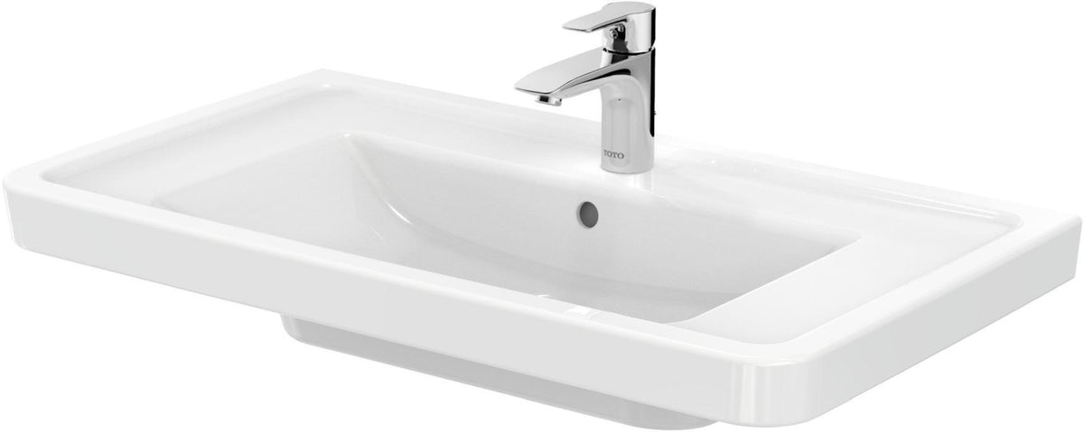 TOTO CF Waschtisch weiß 650 mm mit Hahnloch und Überlauf – CeFiONtect Keramik