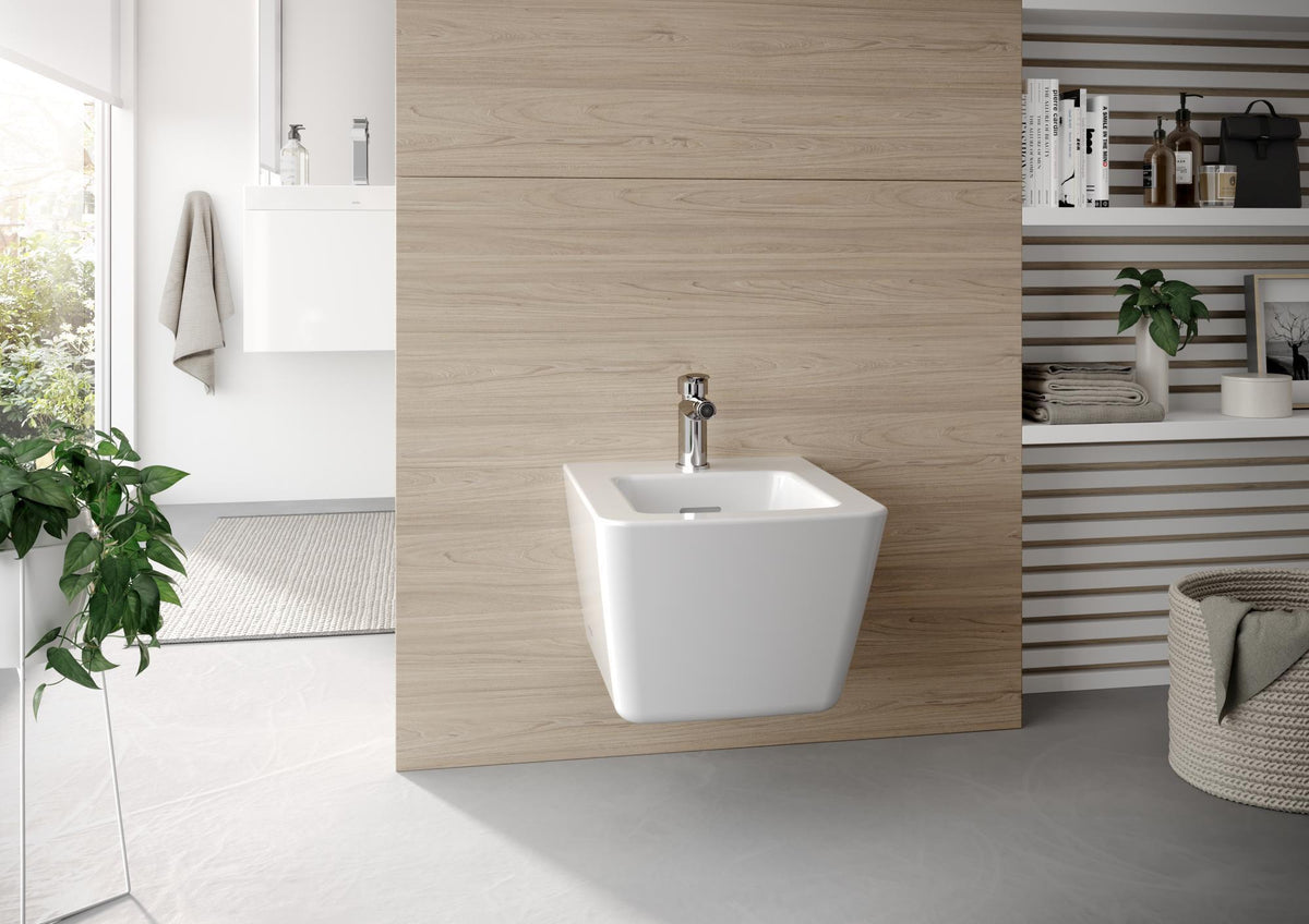 TOTO SP Wand-Bidet mit Hahnloch und Überlauf – eckige Keramik mit CeFiONtect