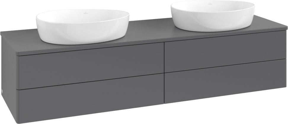Villeroy & Boch Waschtischunterschrank Antao 1600 mm anthrazit matt mit 4 Auszügen und Beleuchtung