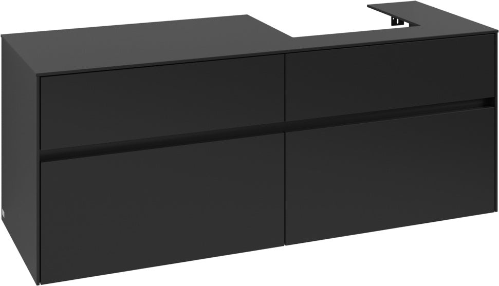 Villeroy & Boch Waschtischunterschrank Collaro C075 B0 1400 mm Volcano Black mit Beleuchtung