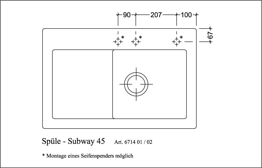 Villeroy & Boch Subway 45 Einbauspüle 780x510mm Keramik Ivory CeramicPlus