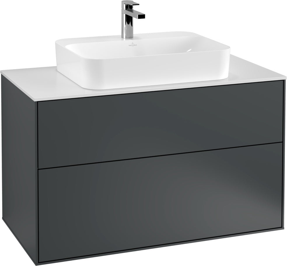 Villeroy & Boch Finion Waschbeckenunterschrank 1000 mm Glossy White mit LED-Beleuchtung