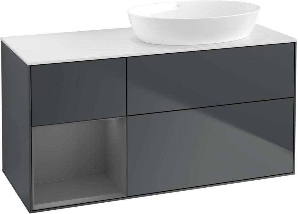 Villeroy & Boch Finion Waschtischunterschrank 1200 mm Glossy White Lacquer mit Beleuchtung