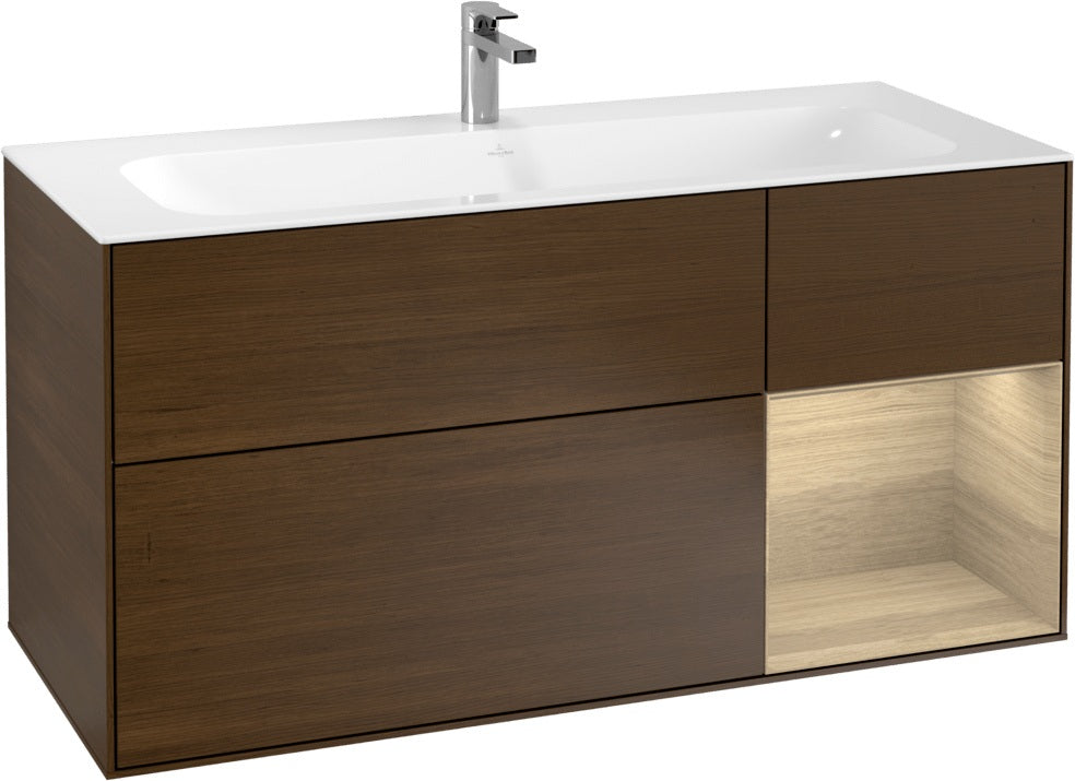 Villeroy & Boch Finion Waschbeckenunterschrank Glossy White Lacquer 1196 mm mit LED-Beleuchtung