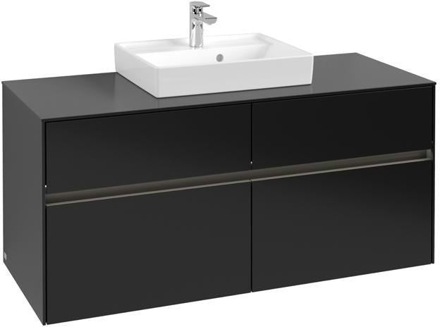 Villeroy & Boch Collaro Waschtischunterbau 1200 mm mit LED-Beleuchtung und 4 Auszügen in Truffle Grey