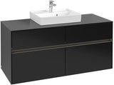 Villeroy & Boch Collaro Waschtischunterbau 1200 mm mit LED-Beleuchtung und 4 Auszügen in Truffle Grey