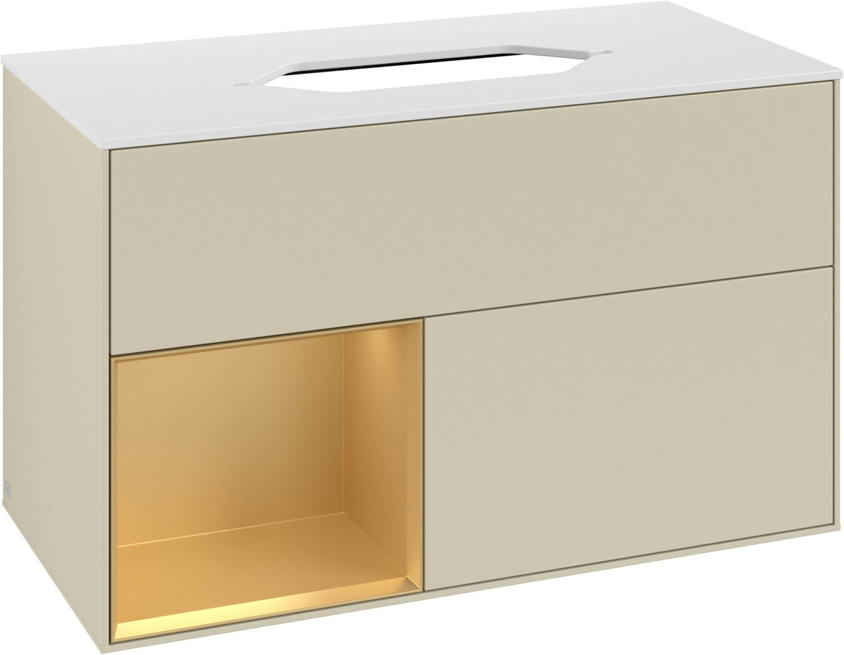 Villeroy & Boch Finion Waschtischunterschrank 1000 mm Glossy White Lacquer – mit LED-Beleuchtung & SoftClosing