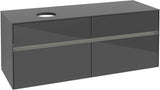 Villeroy & Boch Collaro Waschtischunterschrank 1400 mm mit LED-Beleuchtung und 4 Auszügen, White Wood